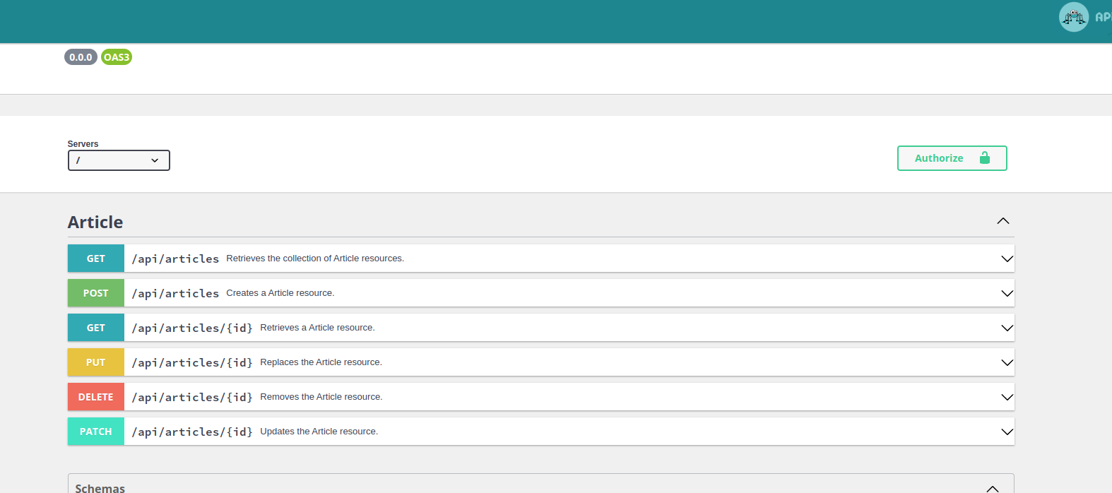 API Platform OpenAPI Swagger UI
